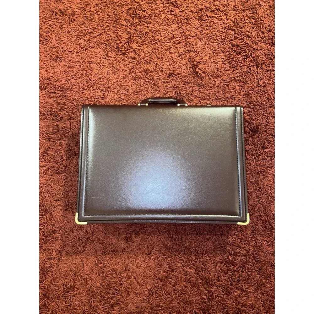 Burgundy Leather Briefcase w/ Combination Lock Executive Business Attache Case